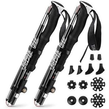 TAOCOCO 2pcs Bastón de Senderismo Plegable 7075 Bastón de Trekking de Aluminio, Bastón de Trekking Plegable Ajustable Ultraligero