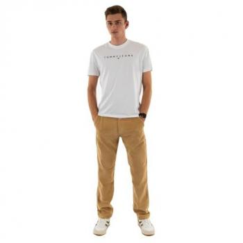Camiseta Tommy Jeans de Manga Corta con Logo Lineal, Color Blanco, Talla XXL, Estilo Casual