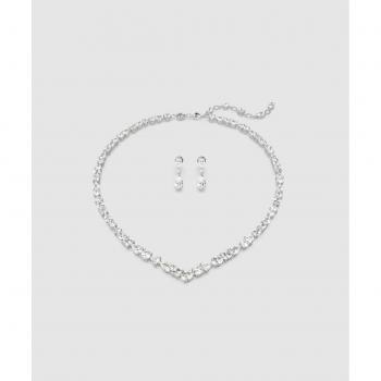 Swarovski Mesmera Set, Mixed Cuts, White, Rhodium Plated