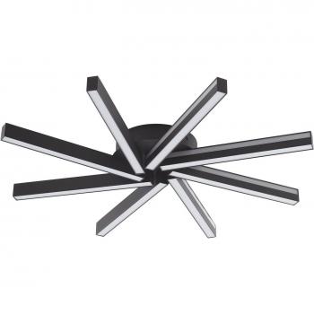 Plafón LED inteligente Lucande Tjado Ø 70 cm negro RGBW, moderno, hecho de metal, para salón y comedor, 8 llamas