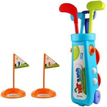 Mini Golf Trolley Juegos Juguetes Niños 3 4 5 6 años Juegos Aire Libre Juguete de Jardin Palos de Golf Juego Regalo para Niños 3 4 5 6 Edades Consta de 12 Piezas