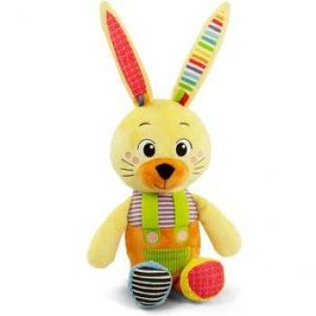 Clementoni - Conejito de Actividades Primeriza Peluche, peluche interactivo, suave y acolchado, diseñado para bebés a partir de 0 meses, incluye múltiples texturas y colores, estimula los sentidos del bebé, cuenta