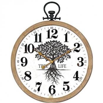 Reloj Pared Árbol Vida Blanco de MDF - Reloj Vintage Pared 70x4x60 cm Signes Grimalt By SIGRIS