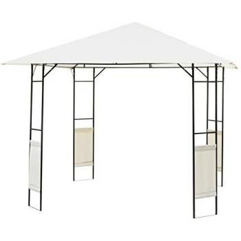 Outsunny Carpa 3x3x2.6m Cenador Jardin Marco de Acero y 4 Paraviento Lateral Color Crema