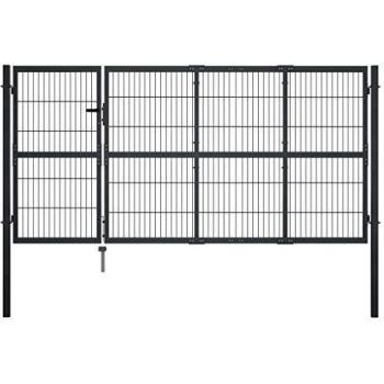 vidaXL Puerta de valla de jardín con postes acero antracita 350x120 cm