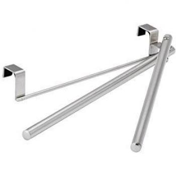 Wenko Twin Swing Toallero para Puertas 2 Barras, Acero Inoxidable, Plata Mate, 4x32.5x6 cm