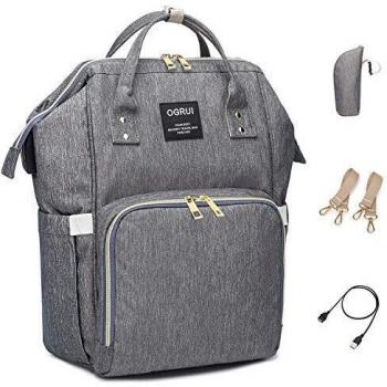 Pañal Bolso Mochila, Bolso de Viaje Gran Capacidad Impermeable Bolsos Cambiadores Multifunción para Cuidado de Bebé y Mamá viajes con Cambiador y Ganchos Carrito Bebé