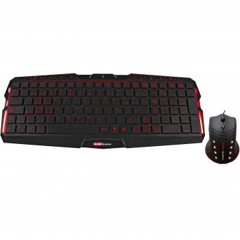 Combo de Teclado y Ratón Gaming Tacens Mars MCP0 con Iluminación LED Rojo, Cable USB, 2800DPI y 10 Teclas Multimedia - Negro