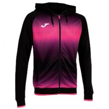 Chaqueta con capucha Joma Tiger V para hombre en color negro y rosa flúor, incluye cremallera completa, diseño de fútbol, disponible en tallas XL