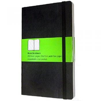 Moleskine Classic Ruled Paper Notebook, Soft Cover and Elastic Closure Journal, Color Black, Size Pocket 9 x 14 A6, 192 Pages