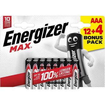 Energizer Pila Alcalina Max AAA LR03 Blister 12+4 unidades CE