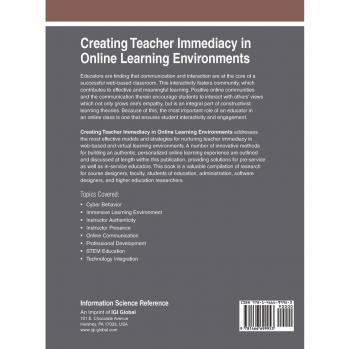 Creación de Inmediatez del Docente en Entornos de Aprendizaje en Línea (Avances en Tecnologías Educativas y Diseño Instruccional)
