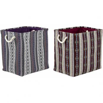 Caja Decorativa DKD Home Decor Poliéster Indio Goma Eva 40 x 30 x 40 cm (2 Unidades)