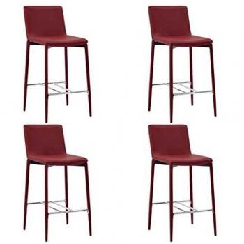 vidaXL 4X Taburetes de Cocina Cuero Sintético Hogar Jardín Bar Comedor Bricolaje Decoración Diseño Estilo Mobiliario Muebles Asiento Color Vino Tinto