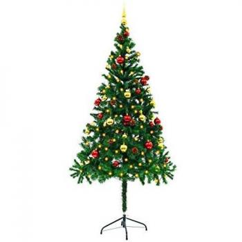vidaXL Árbol de Navidad Artificial Decorado con Bolas y Luz LED 180 cm Verde