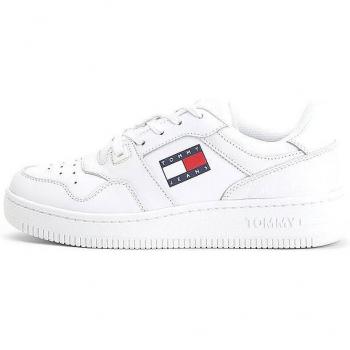 Sleek White Eco-Friendly Sneakers - EU40/US10, Tommy Hilfiger, Female, Size: 10 US, Sporty Lace-Up with Logo Print