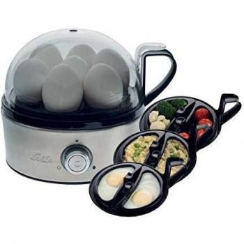 Solis Egg Boiler & More 827 Cocedor de Huevos multifuncional - Cocedor al Vapor Eléctrico de Verduras - Mango frío al tacto - Máximo 7 huevos - Acero inoxidable