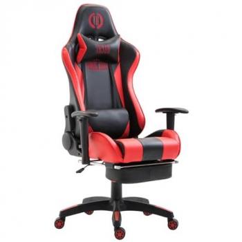 Silla Gaming Boavista en Similpelle Negro/Rojo con Reposapiés, Soporte hasta 136 kg, Ajustable en Altura y Ruedas