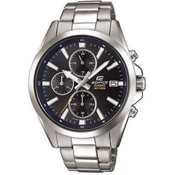 Casio EDIFICE Reloj en caja sólida, 10 BAR, Negro, para Hombre, con Correa de Acero inoxidable, EFV-560D-1AVUEF