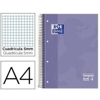 Oxford - Bloc espiral tapa extradura microperforado din a4 80 hojas cuadros 5mm -color lila