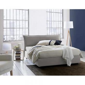 Cama Doble Contenedor Clio con Funda Extraíble y Cabecero Tapizado, 100% Made in Italy, Apta para Colchón 160x190 cm, Color Gris