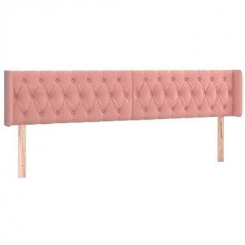 Cabecero con LED de terciopelo rosa 203x16x78/88 cm