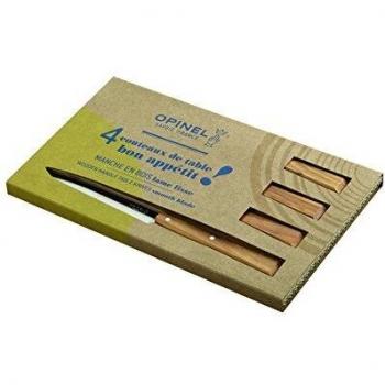 Cuchillos de Mesa Opinel N ° 125 Esprit South - Set de 4 con Mango de Madera de Olivo