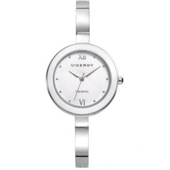 Reloj Viceroy Cerámica Mujer Mod. 471310-03 Resistente al Agua 3 ATM con tres agujas de acero y esfera blanca