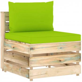 Sofá seccional central con cojines de madera impregnada (verde o gris) de VidaXL