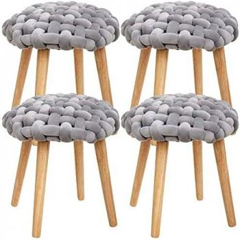 4X Taburetes de tejido tricotado en color gris