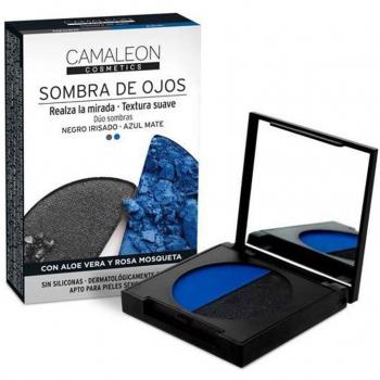 Camaleon Cosmetics Sombra de Ojos Duo Negro/Azul, 1 Caja con 2 Sombras de 2.3 g cada una