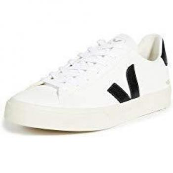 Veja Campo Open White Sneakers, Women's, Chromefree Leather, Color: White/Black, Size: UK 4 (37 EU)