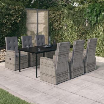 7-Piece Gray Garden Dining Set with Cushions