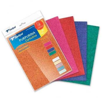 Sadipal Cartulina Purpurina A4 330g Colores Intensos Blister 5 Hojas (Rojo, Azul, Verde, Cobrizo, Fucsia)