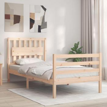 Cabecero único redondo Waistbed en madera maciza con estructura de cama Vidaxl Marrón