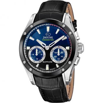 Reloj Híbrido Jaguar Connected J958/1 para Hombre con Correa de Piel Negra y Esfera Azul