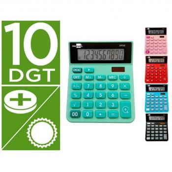 Calculadora de sobremesa Liderpapel XF25 con pantalla de 10 dígitos, energía solar y a pilas