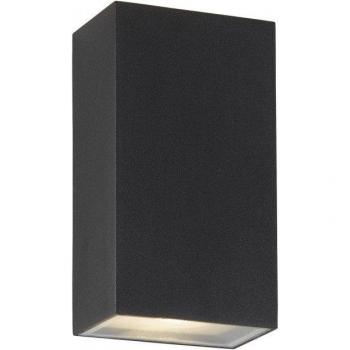 Aplique jardín LED exterior cristal negro con 2 bombillas, altura de 16,2 cm, IP44