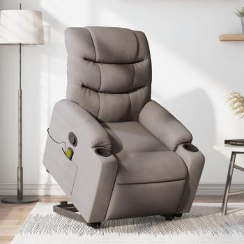 Sillón reclinable de masaje elevable tela gris taupé Vidaxl 629378
