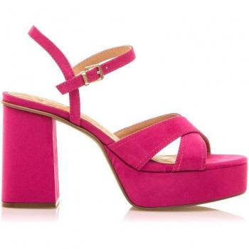 Mustang Sandalias Sindy para Mujer Rosa con Tacón de 9cm, Pala Cruzada, Cierre de Hebilla y Puntera Redonda