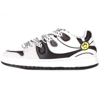 Unisex Barrow White and Black Suede Mesh Skate Sneakers