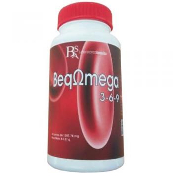 Bequisa Omega 3-6-9 60 cápsulas de aceite de pescado, 1387.78 mg por perla, contiene ácidos grasos esenciales omega 3, omega 6 y omega 9 en presentación de 60