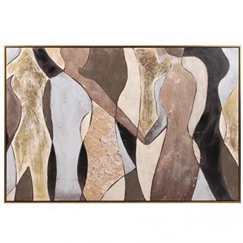 Adda Home Cuadro Siluetas Con Marco Dorado 120x3,5x80 Cm - Lienzo 80% Pintado A Mano - Multicolor - Agrega Estilo y Personalidad