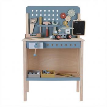 Banco de trabajo de madera Little Dutch con 55 piezas y herramientas certificadas FSC
