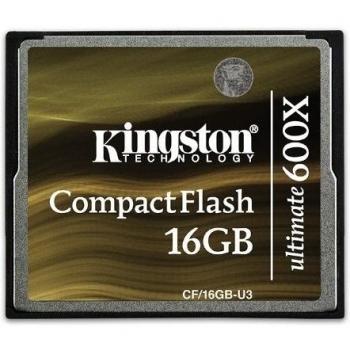 Kingston CF/16GB-U3 - Tarjeta de memoria CompactFlash Ultimate de 16 GB, 600x