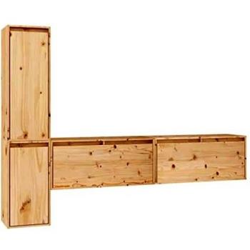 Mueble de TV vidaXL 4 piezas madera maciza de pino