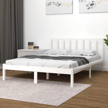 Cama Doble Pequeña de Madera Maciza Blanca 120x190 cm