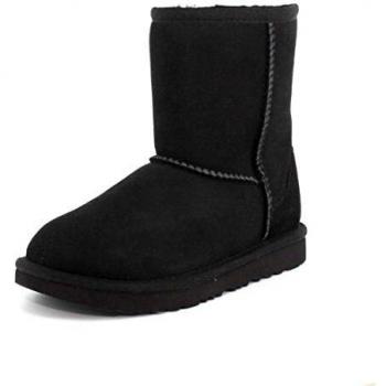 UGG® Kids' Classic II Boot Sheepskin Classic Boots in Black, Size 5K