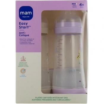 Biberón MAM Easy Start Nature Tetina F3 Lila Arena 320ml 2uds