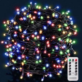 Guirnalda de luces navideñas multicolor 40m con control remoto y temporizador, 400 LEDs, IP44 para interiores y exteriores
